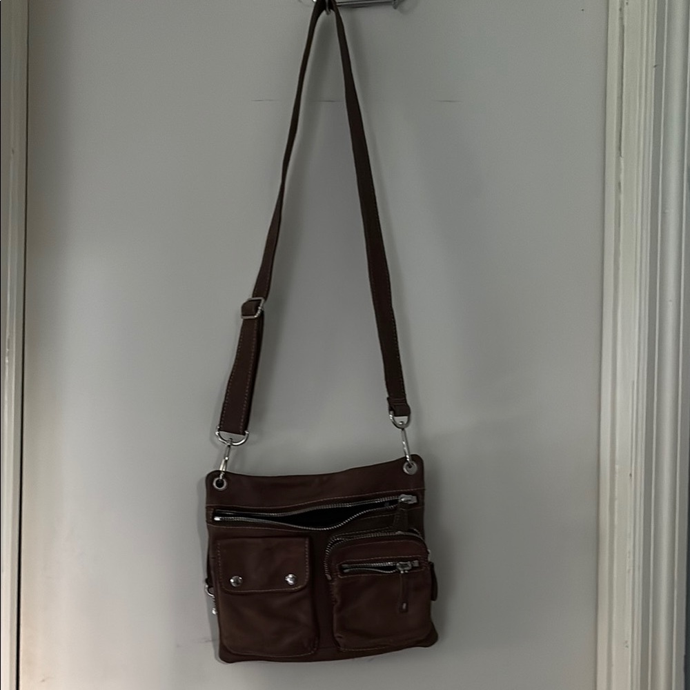 Fossil Brown Crossbody Bag with Multiple Pockets